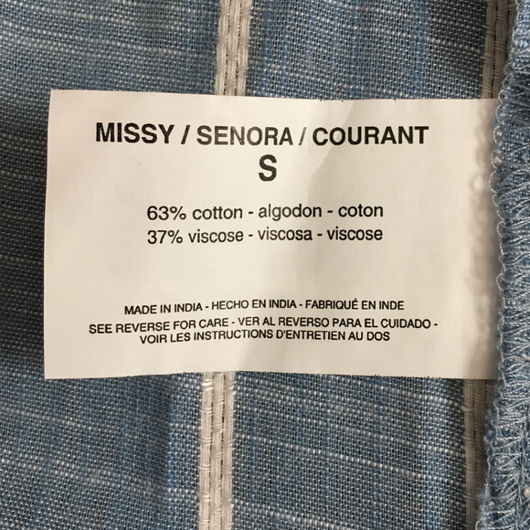 Nine West Jeans Lucy Shirt Top Blouse Blue Stripe - Picture 6 of 8